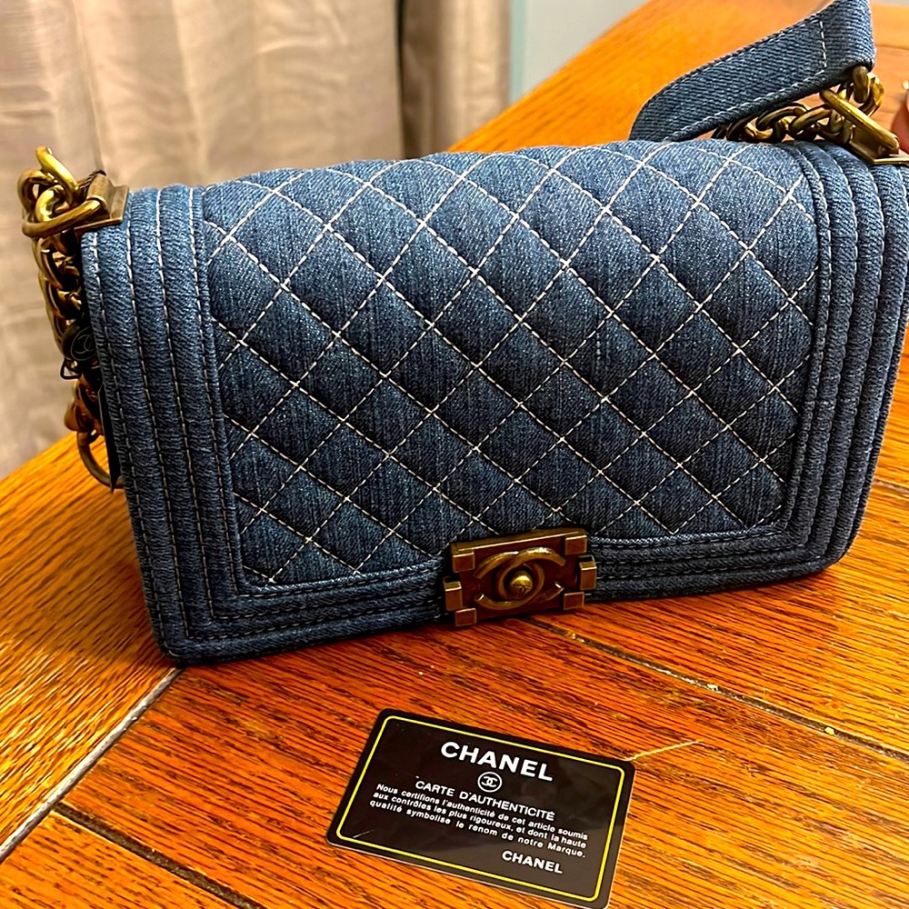 Chanel Denim Quilted Small Boy Flap Purse